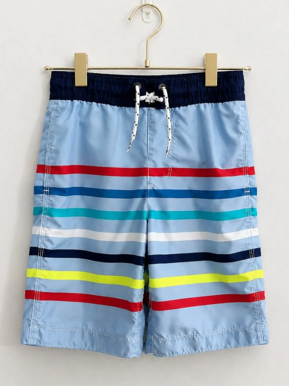 Gap Kids Boys Swim Trunks M 8-9 Blue Striped Board Shorts Mesh Lined